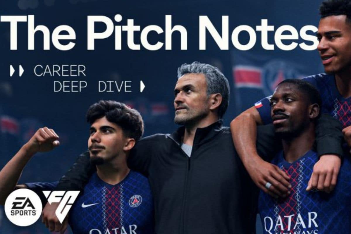 Affiche The Pitch Notes avec joueurs de football.