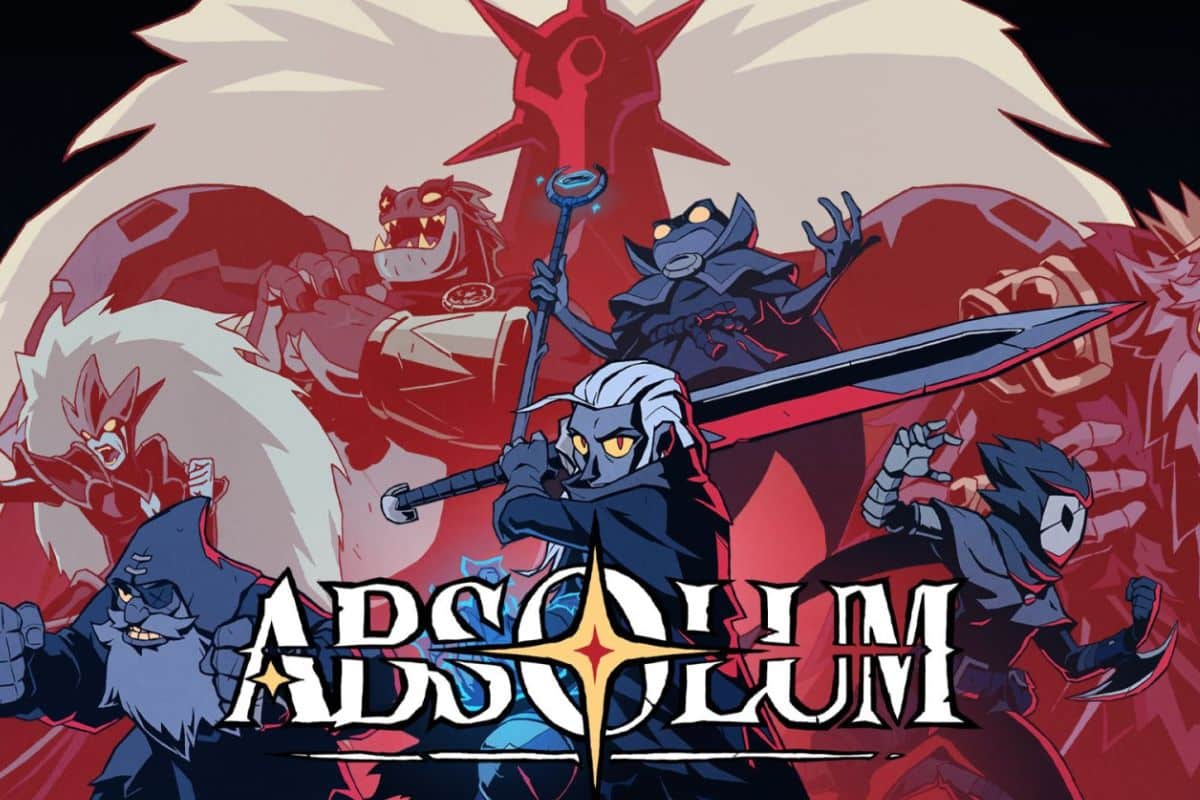 Illustration personnages fantasy armés, décor rouge.