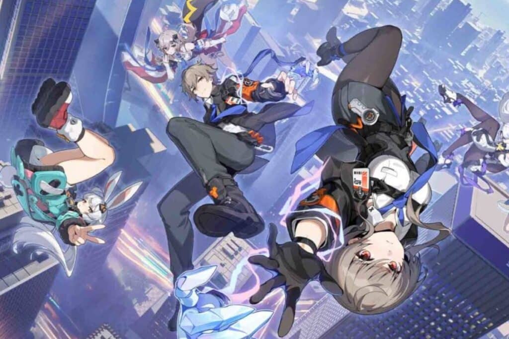 Personnages animés volant au-dessus de la ville.