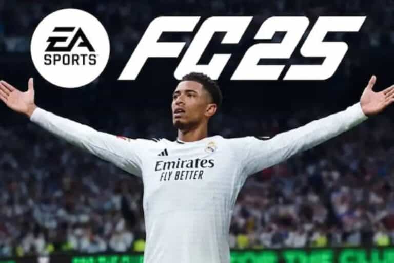 Joueur célébrant avec le logo FC25.