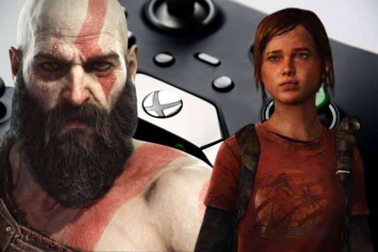 Personnages de jeux vidéo avec manette Xbox.