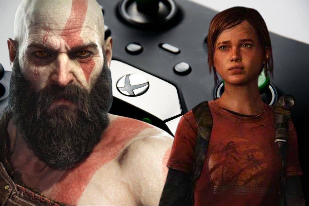 Personnages de jeux vidéo avec manette Xbox.