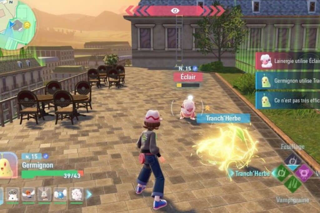 Combat entre personnages dans un jeu vidéo extérieur.