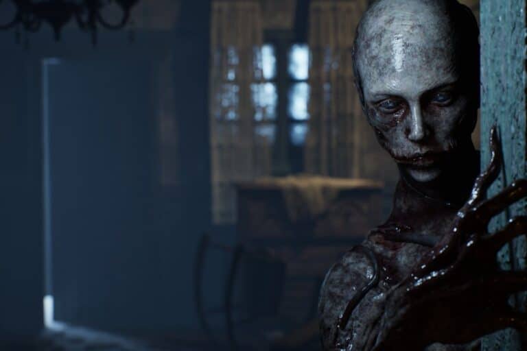 Créature sombre et effrayante dans une maison obscure.