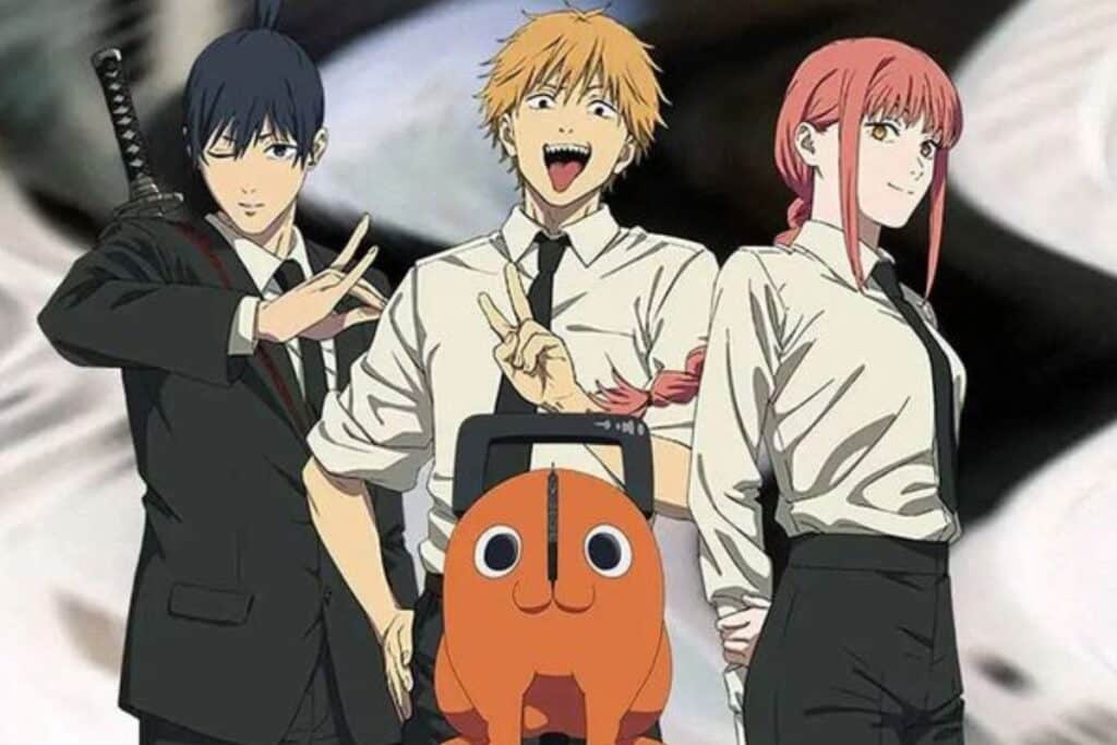 Personnages d'anime en tenues de bureau.