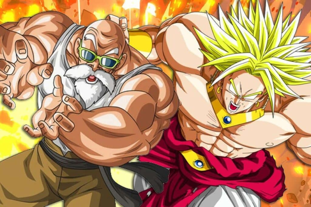 Deux personnages musclés de dessin animé s'affrontent.