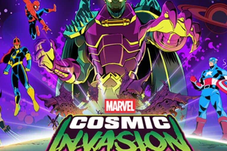 Super-héros Marvel et monstre coloré dans l'espace.