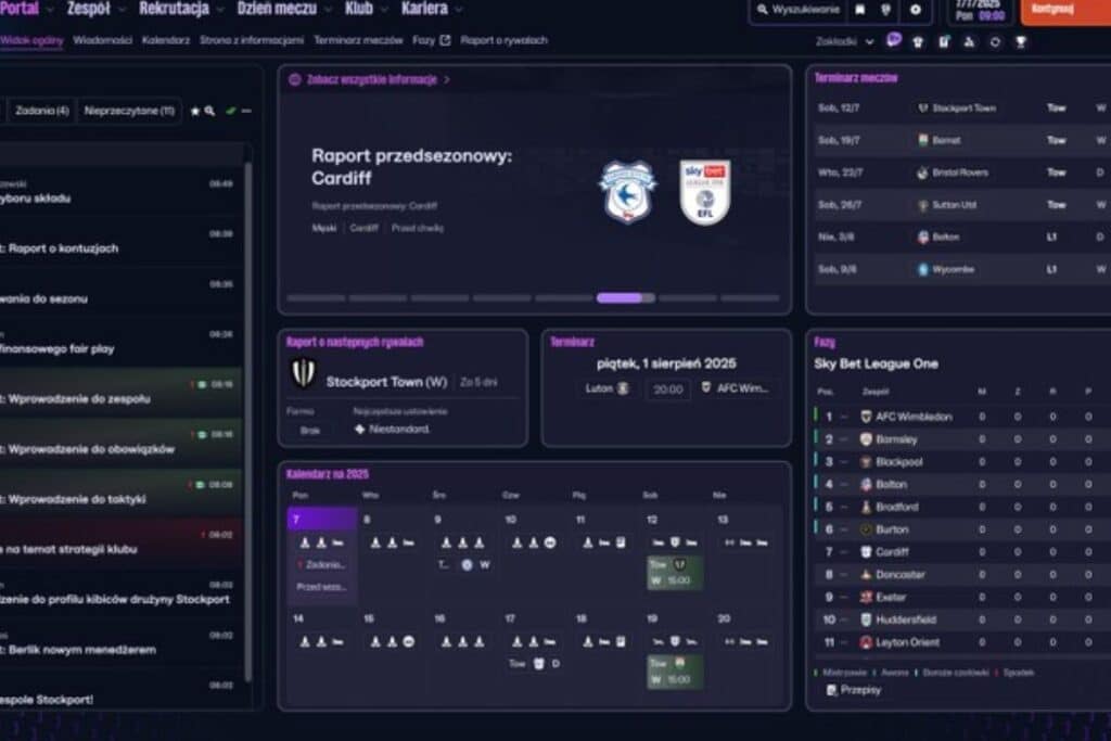 Interface de gestion d'un club de football.