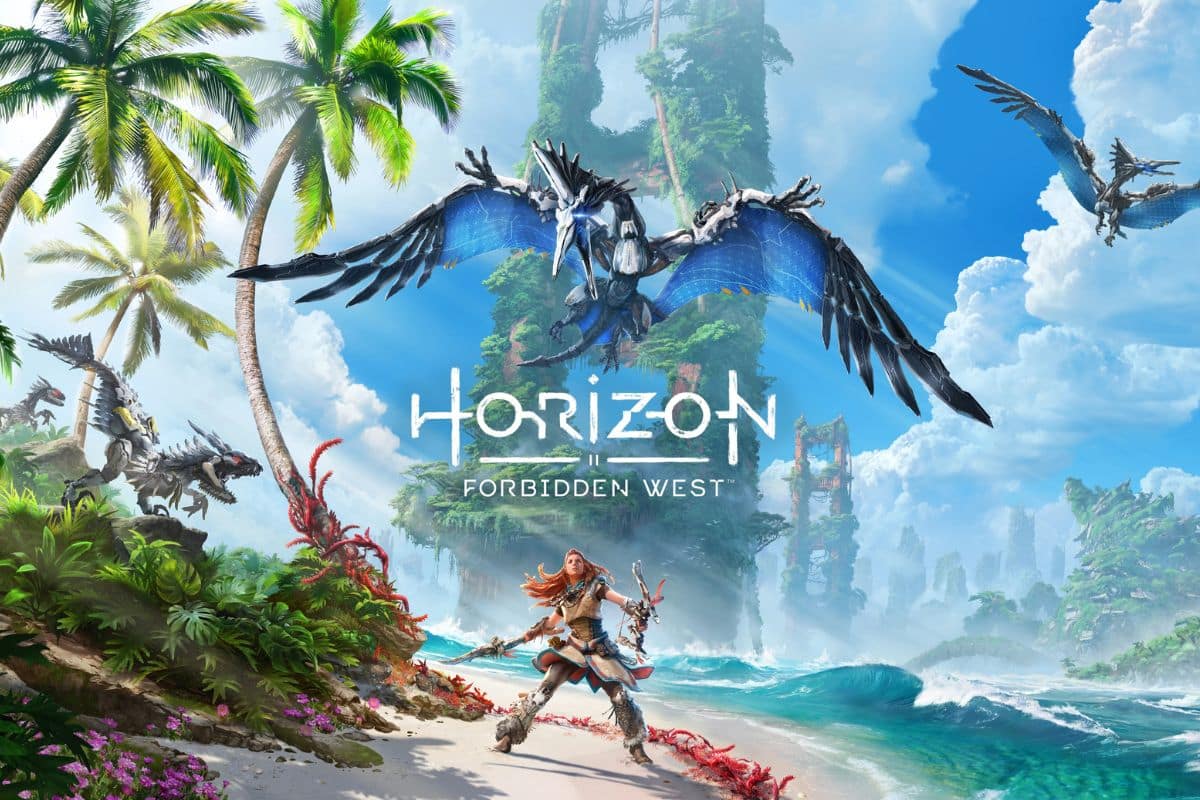 Jeu vidéo aventure futuriste paysage tropical.