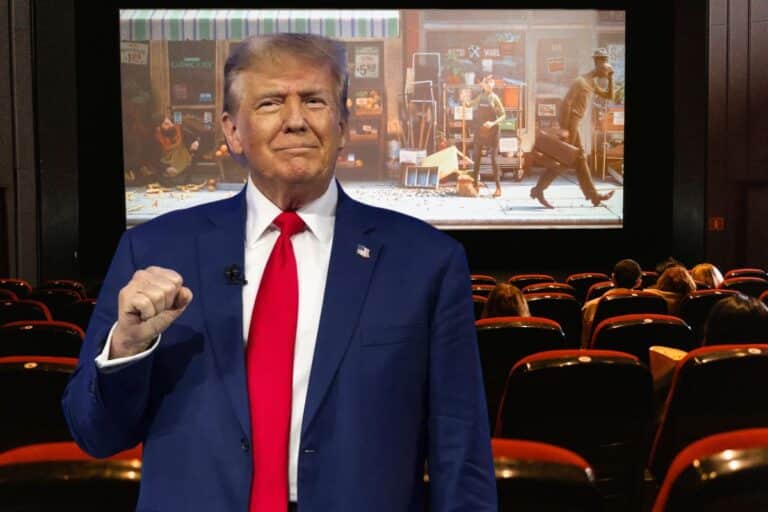 Personne en costume bleu dans un cinéma