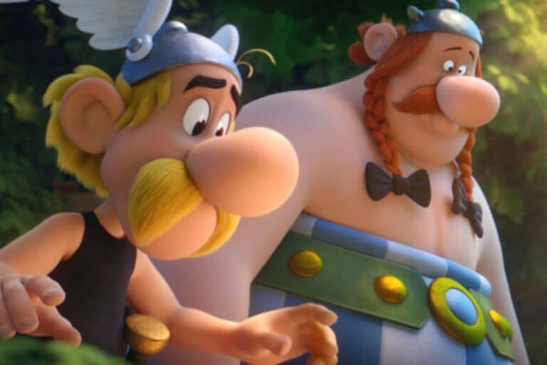 Deux personnages de dessin animé discutent dans la forêt.