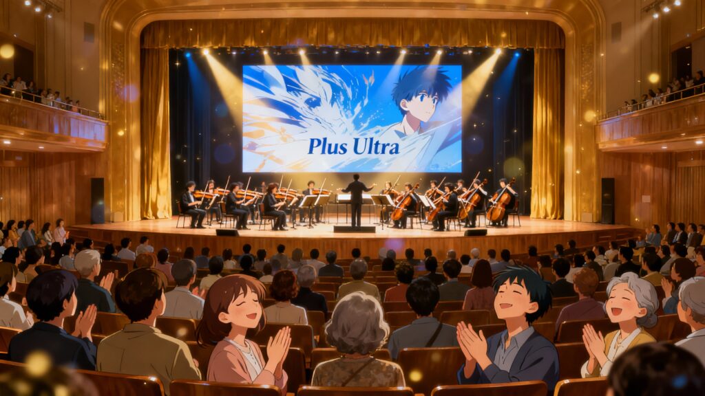 Concert d'orchestre devant public enthousiaste.