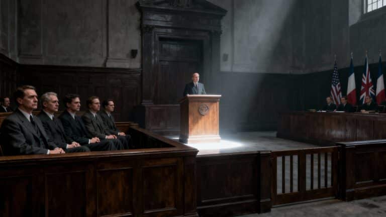 Salle d'audience avec orateur et auditoire assis.
