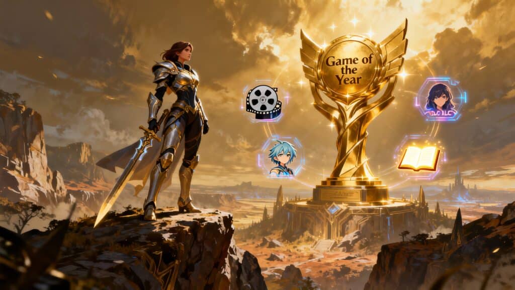 Guerrière avec trophée doré de Jeu de l'Année.