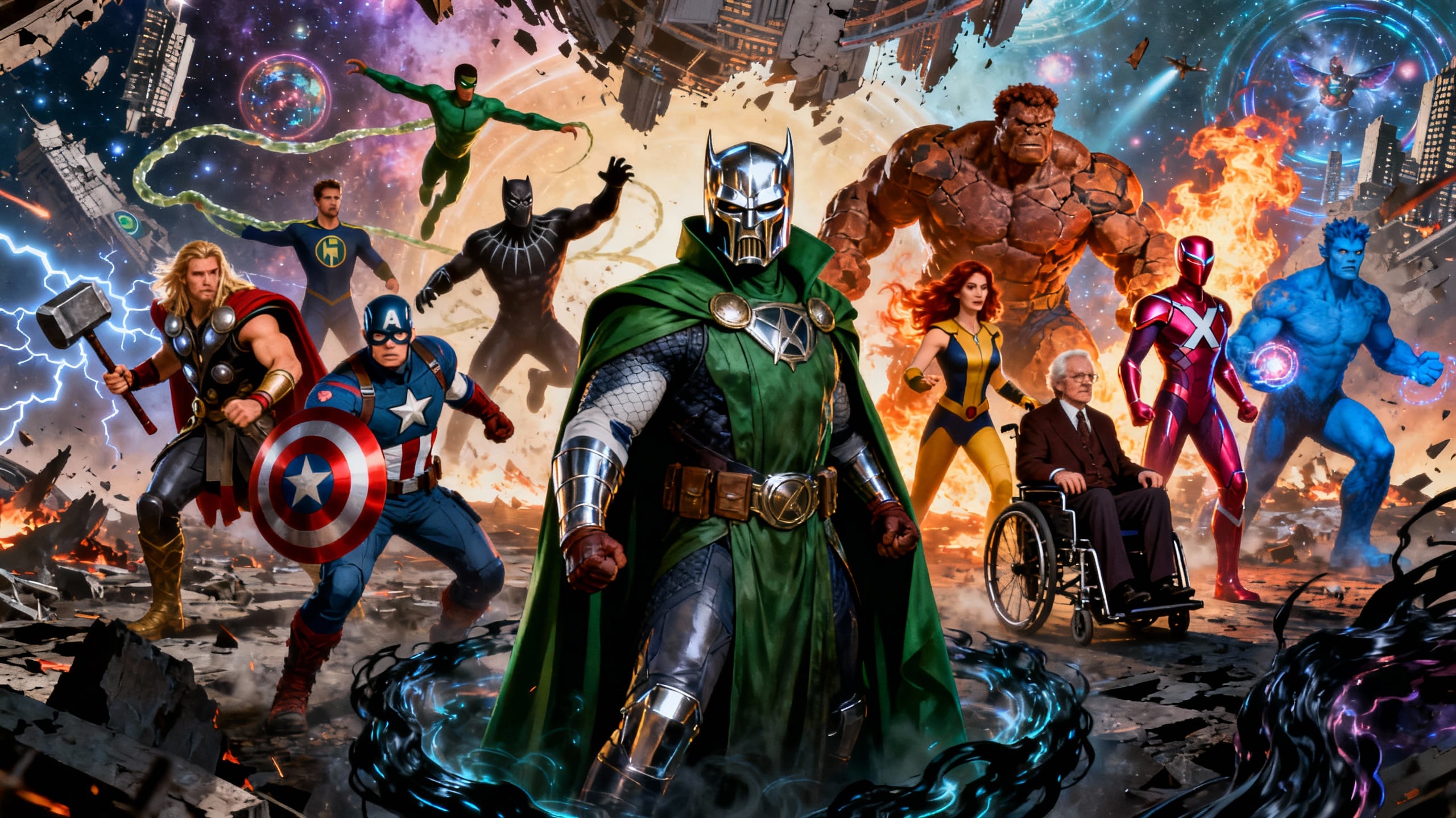 Super-héros dans un monde en ruine.