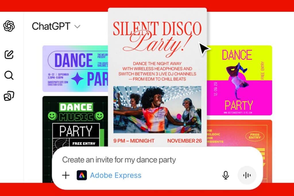 Affiche de soirées dansantes et disco silencieux.