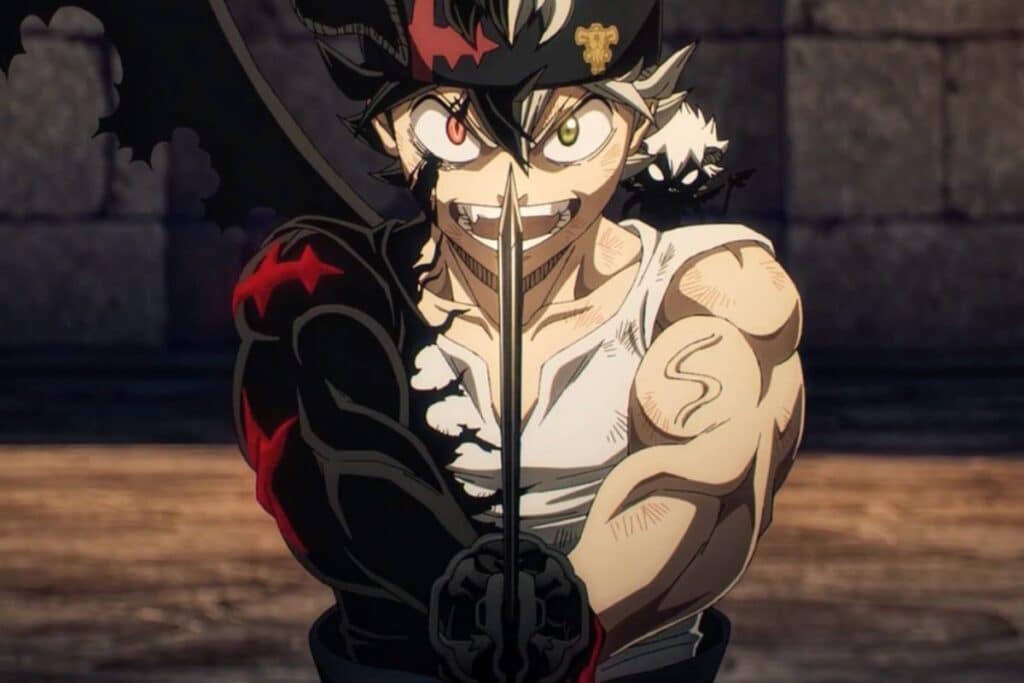 Personnage d'anime avec épée et ailes.