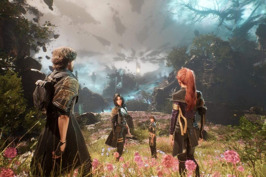 Personnages fantasy dans un paysage magique