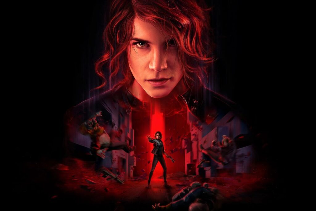 Femme en action, ambiance rouge intense.