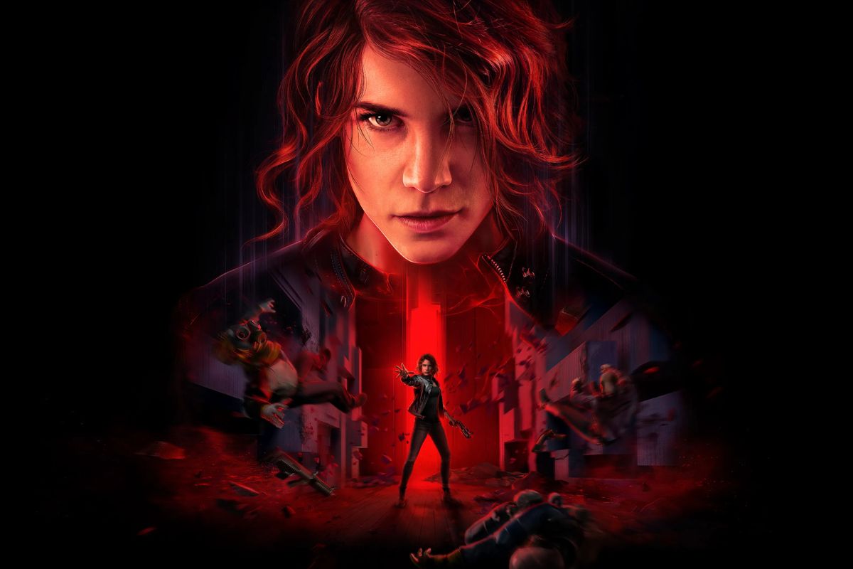 Femme en action, ambiance rouge intense.