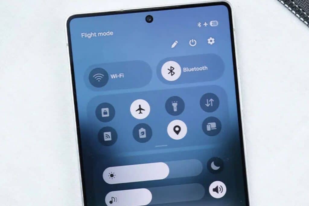 Écran de contrôle d'un smartphone, mode avion activé.
