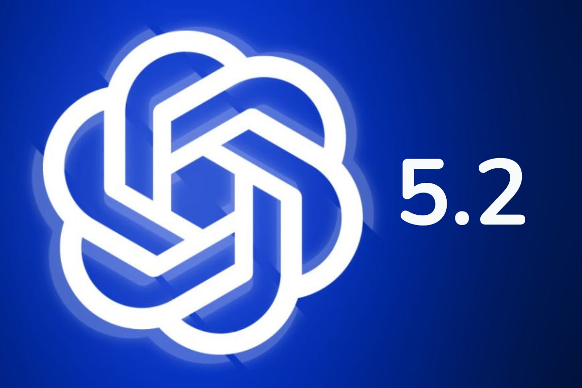 Logo stylisé sur fond bleu, version 5.2.