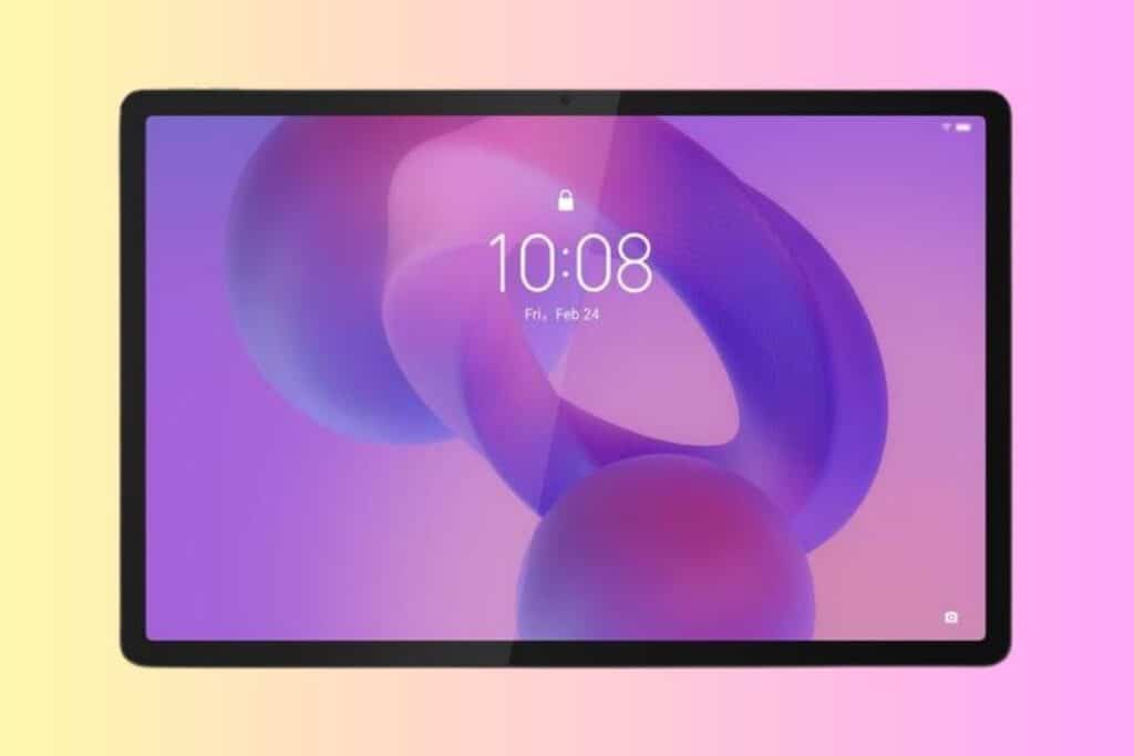 Tablette noire avec fond violet