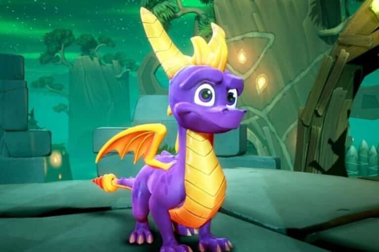 Dragon violet dans un décor fantastique