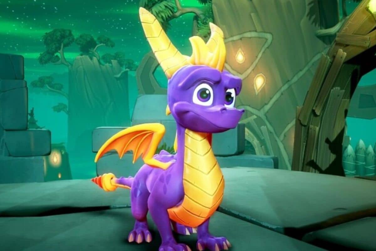 Dragon violet dans un décor fantastique