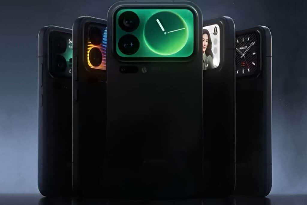 Smartphones modernes avec écrans colorés.