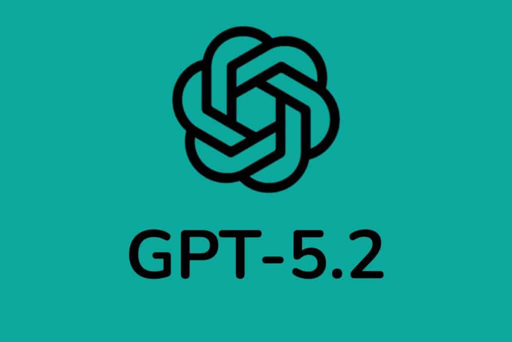 Logo noir GPT-5.2 sur fond turquoise