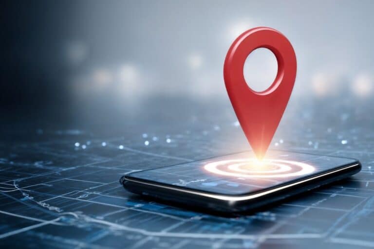 Localisation sur smartphone avec épingle rouge