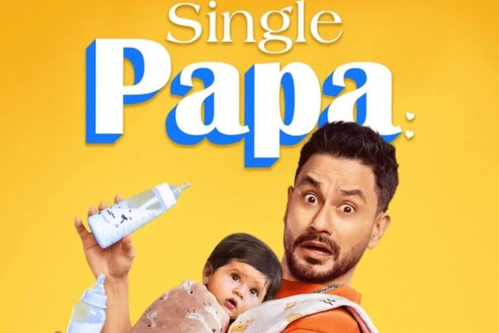 Homme surpris avec bébé et biberon.