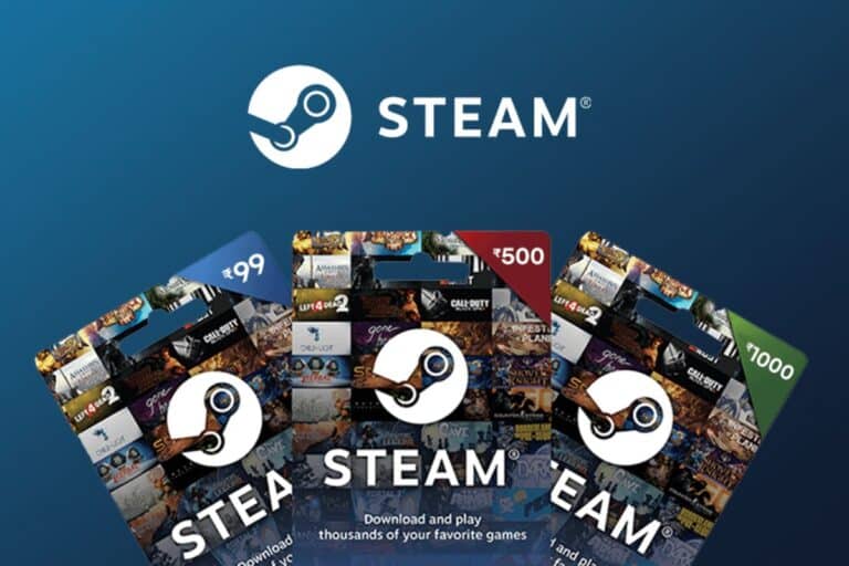 Cartes cadeaux Steam de différentes valeurs.