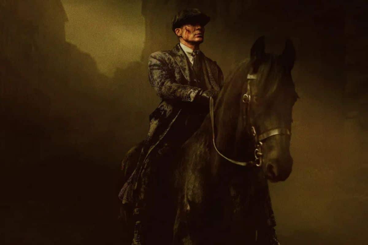 Cavalier en costume sur un cheval sombre.