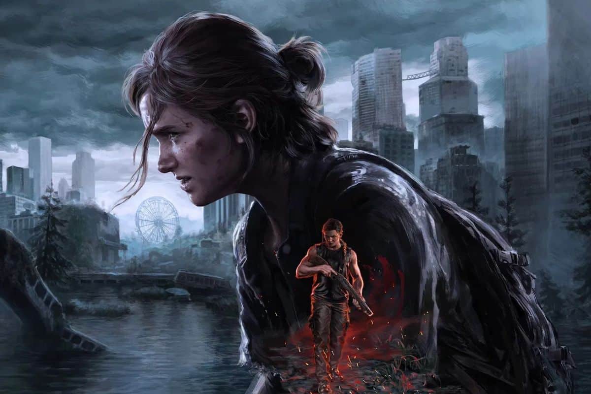 Deux personnages dans une ville post-apocalyptique.