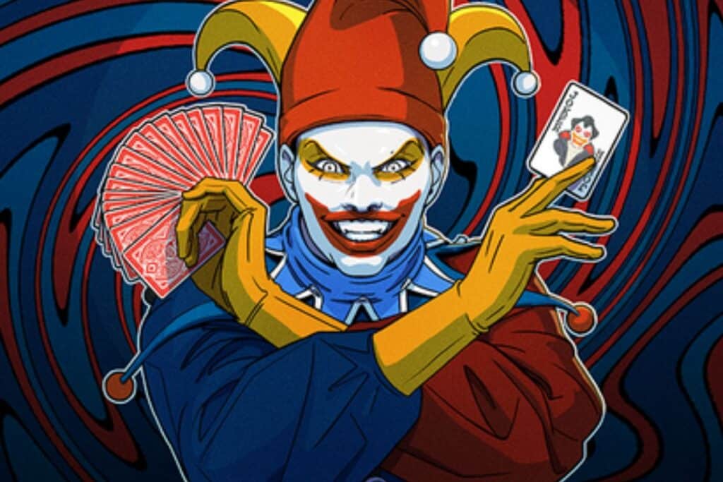 Joker avec cartes rouges et noir.