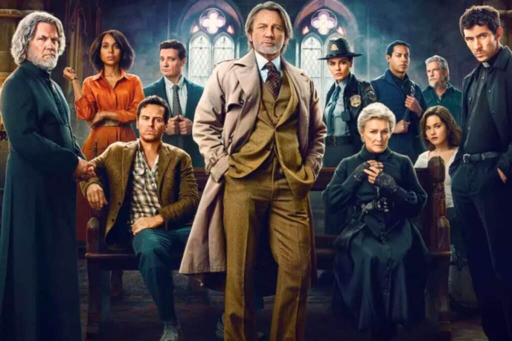 Groupe de personnes posant dans une église