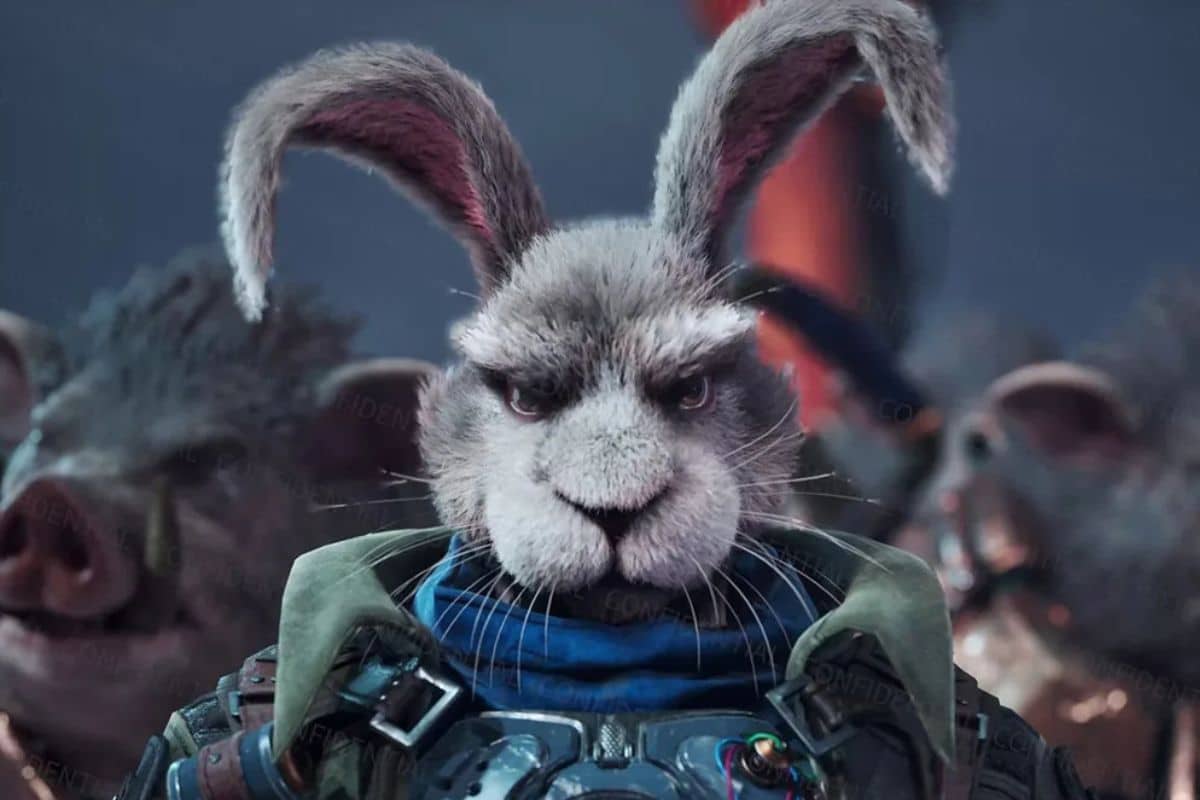 Lapin anthropomorphe en tenue de combat.
