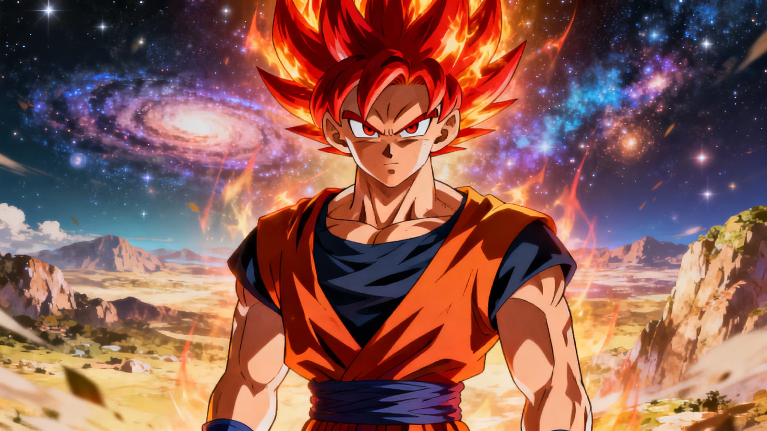 Guerrier animé avec cheveux rouges flamboyants.