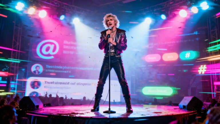 Chanteur sur scène avec éclairage coloré