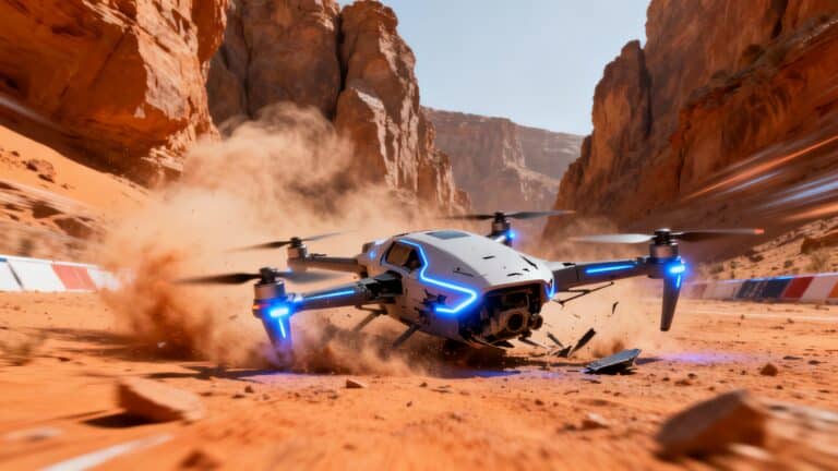 Drone s'écrase dans un canyon désertique.