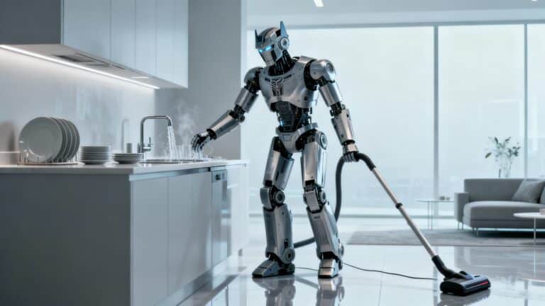Robot nettoyant cuisine moderne avec aspirateur