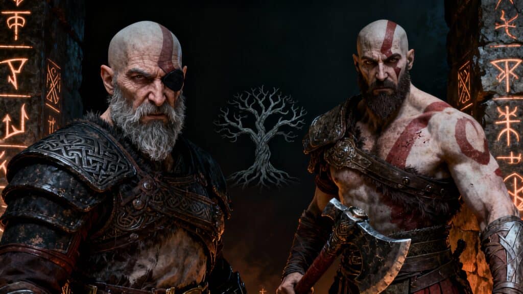 Deux guerriers en armure avec haches.