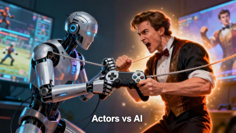 Robot et homme jouent à un jeu vidéo.