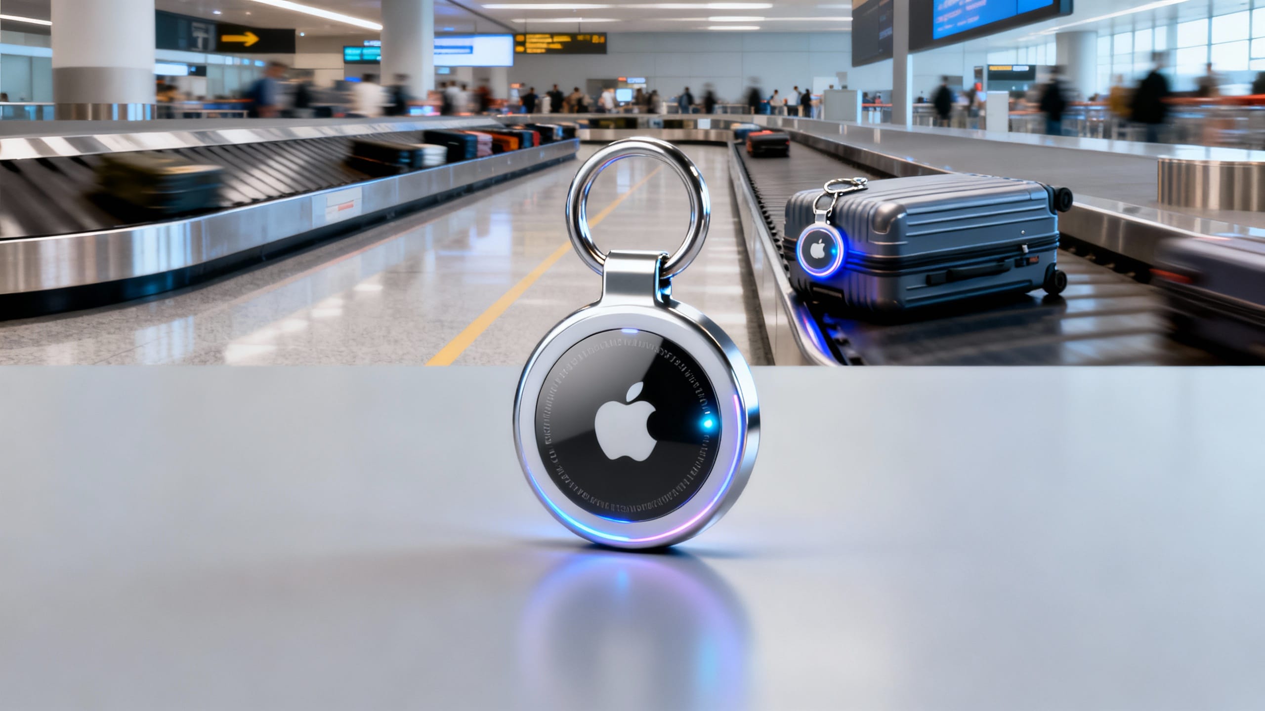 Aéroport, carrousel bagages, traceur brillant.