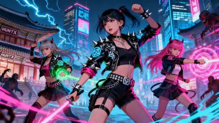 Groupe de combattantes dans une ville cyberpunk.