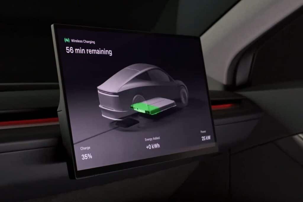 Écran de charge sans fil de voiture électrique.