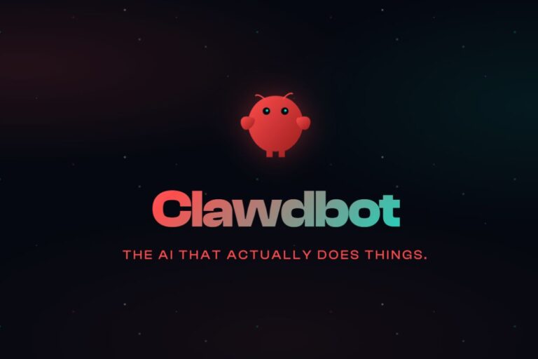Logo Clawdbot avec petit personnage rouge.