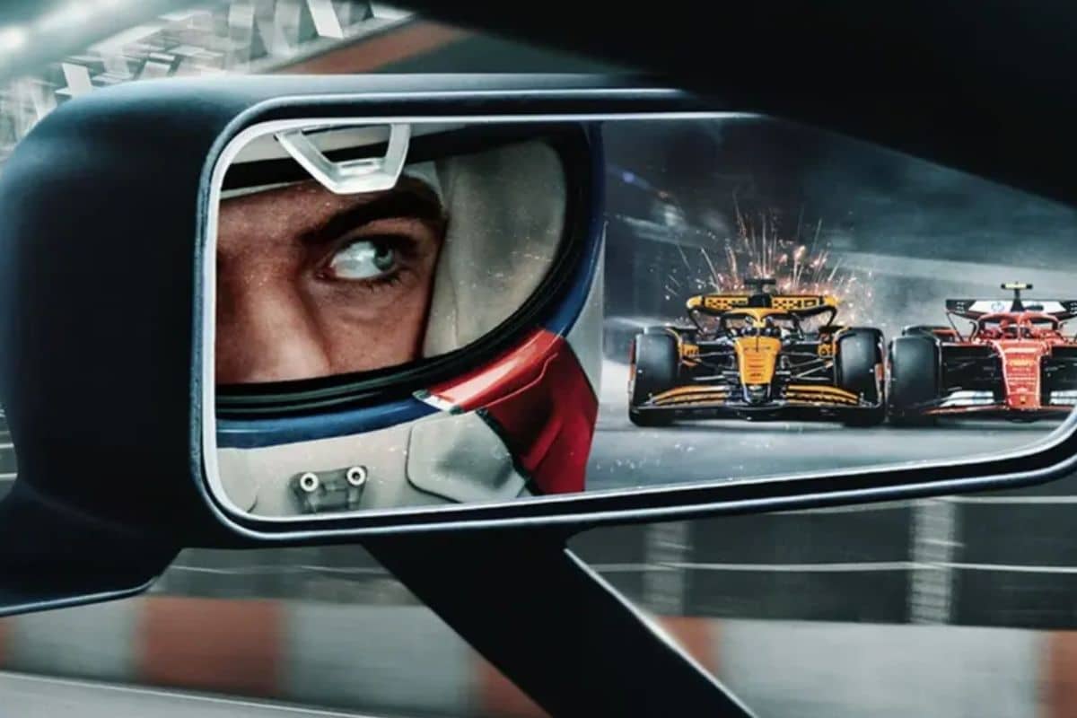 Réflexion de pilote avec voitures de course.